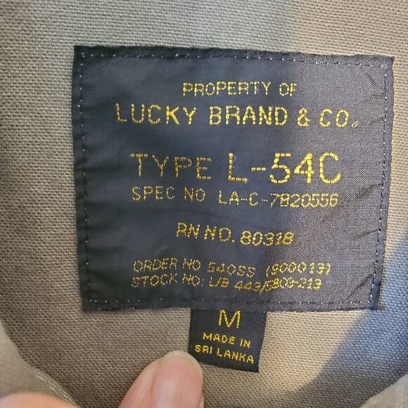 LUCKY BRAND Mens Embroidered Jacket Tiger Military Green Snap Front Pockets - Picture 6 of 16